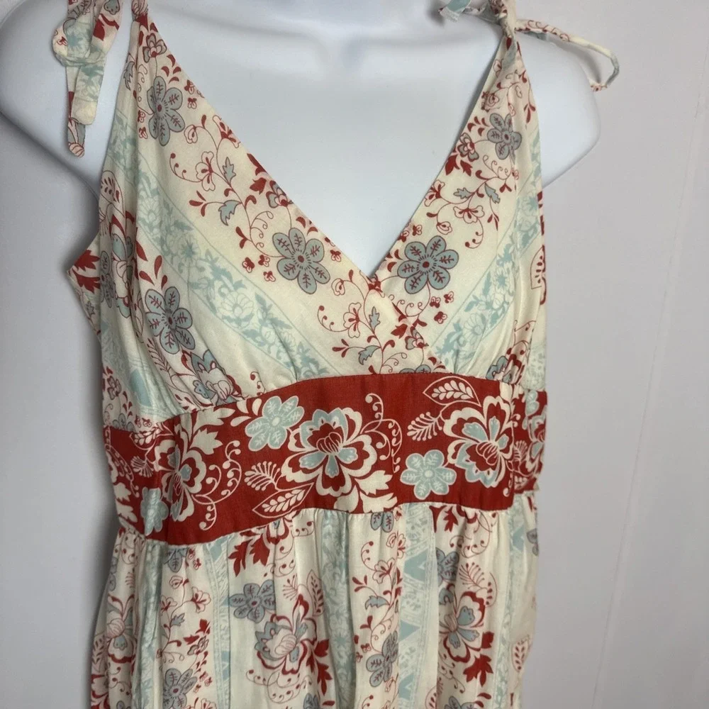 Jonathan Martin Womens 10 Floral‎ Babydoll Sleeveless Midi Dress Bow Smocked